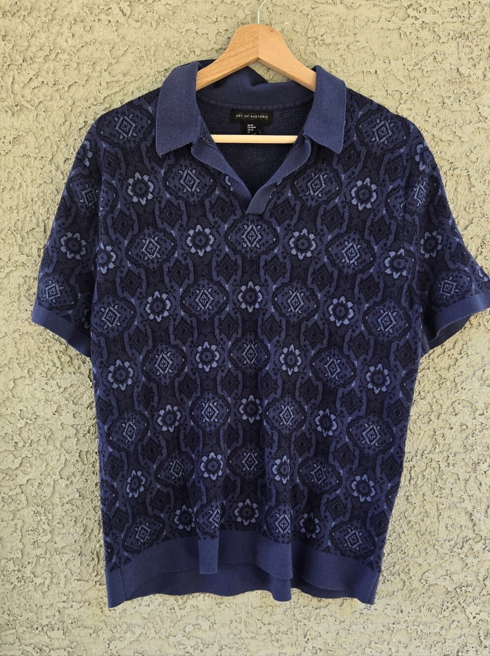 Art Of Rhetoric Men's Navy Blue Patterned Polo Shirt